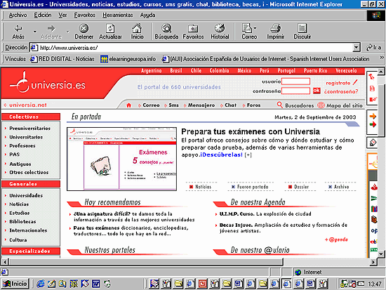 Screenshot of the website